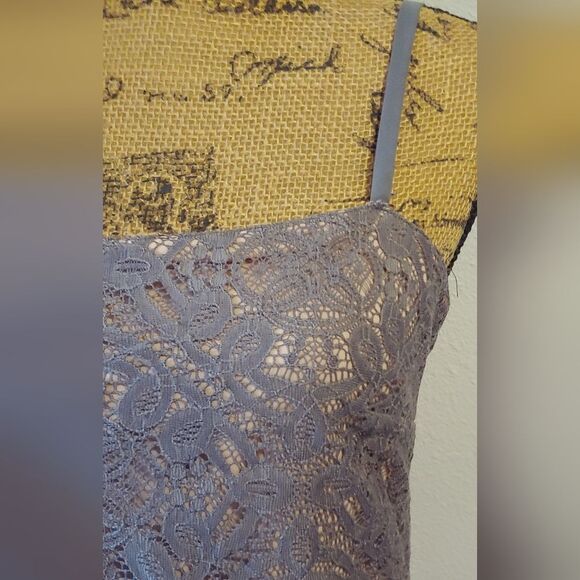 NWT Susana Monaco Lace Mini Dress Sz 4 Pigeon Gray - Picture 5 of 11